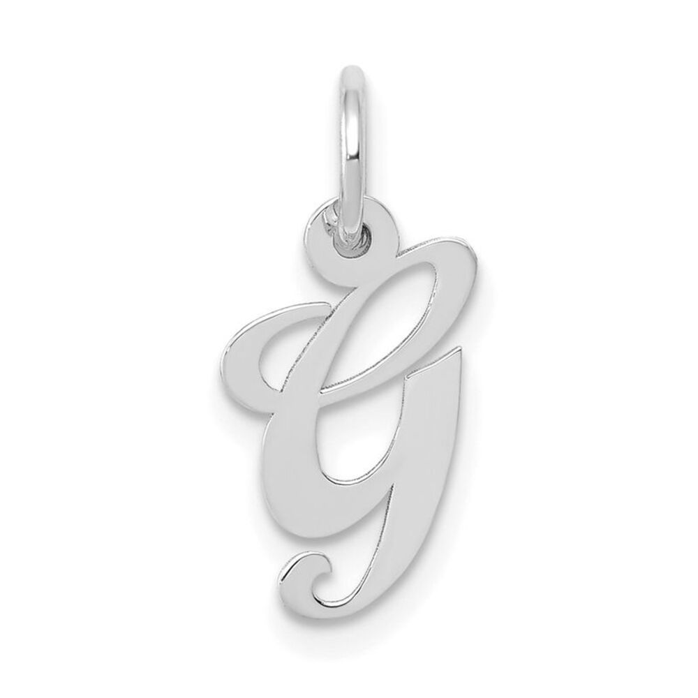 10k White Gold Small Fancy Script Initial G Charm - image 1